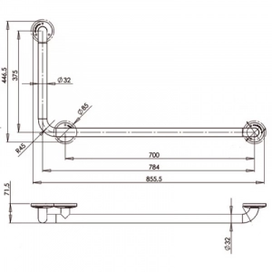 Поручень для осіб з інвалідністю Г-подібний MEDINOX правосторонній