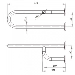 Поручень для инвалидов тройной правый MEDIEPOXY