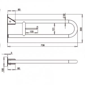 Поручень для осіб з інвалідністю відкидний MEDINOX зі стопором BG0800CS