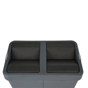 Сміттєве відро подвійне 40+40 л пластикове, із поворотною кришкою кольору антрацит COB-414A 