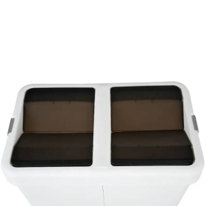 Мусорное ведро двойное 14+14 л пластиковое, с поворотной крышкой белое COB-428W