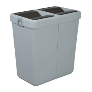 Мусорное ведро двойное 14+14 л пластиковое, с поворотной крышкой серое COB-428