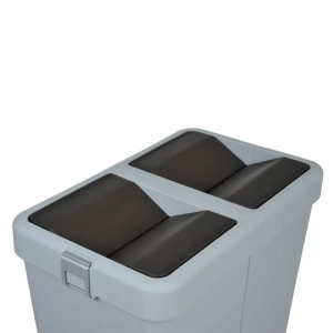 Мусорное ведро двойное 14+14 л пластиковое, с поворотной крышкой серое COB-428