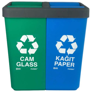 Контейнер для сортировки мусора двойной для бумаги и стекла 40+40 л CK-415