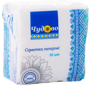 Серветки Mirus Чудово одношарові 22х24 см 50 шт Білі