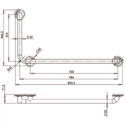 Поручень для осіб з інвалідністю Г-подібний MEDINOX правосторонній