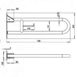 Поручень для осіб з інвалідністю відкидний MEDINOX зі стопором BG0800CS