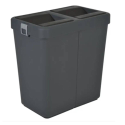 Мусорное ведро двойное 40+40 л пластиковое, с поворотной крышкой цвета антрацит COB-414A