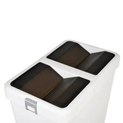 Мусорное ведро двойное 40+40 л пластиковое, с поворотной крышкой белое COB-414W