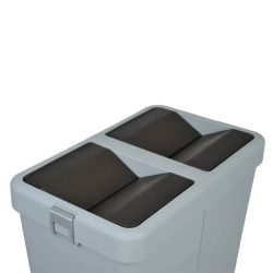 Сміттєве відро подвійне 40+40 л пластикове, із поворотною кришкою сіре COB-414