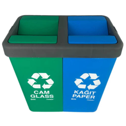 Контейнер для сортировки мусора двойной для бумаги и стекла 40+40 л CK-415