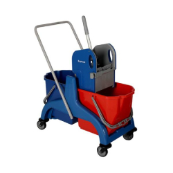 Тележка для уборки  2 ведра 25 л.Bayersan B004 плоский пресс для отжима