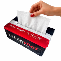 Бумажные полотенца листовые, белые, V-укладка, 2 слоя Бумажные полотенца CLEANSPOT ПЛ-V-160
