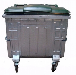 Контейнер для мусора оцинкованный 1100 литров с плоской крышкой